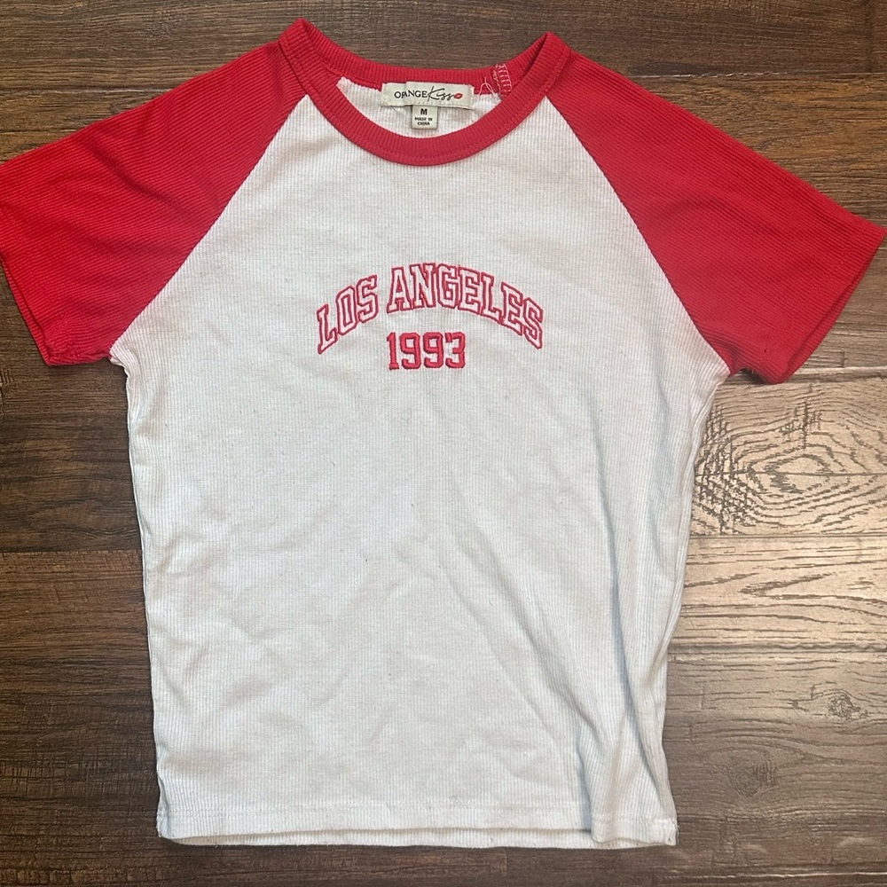 Classic Red and White Los Angeles Baby Tee